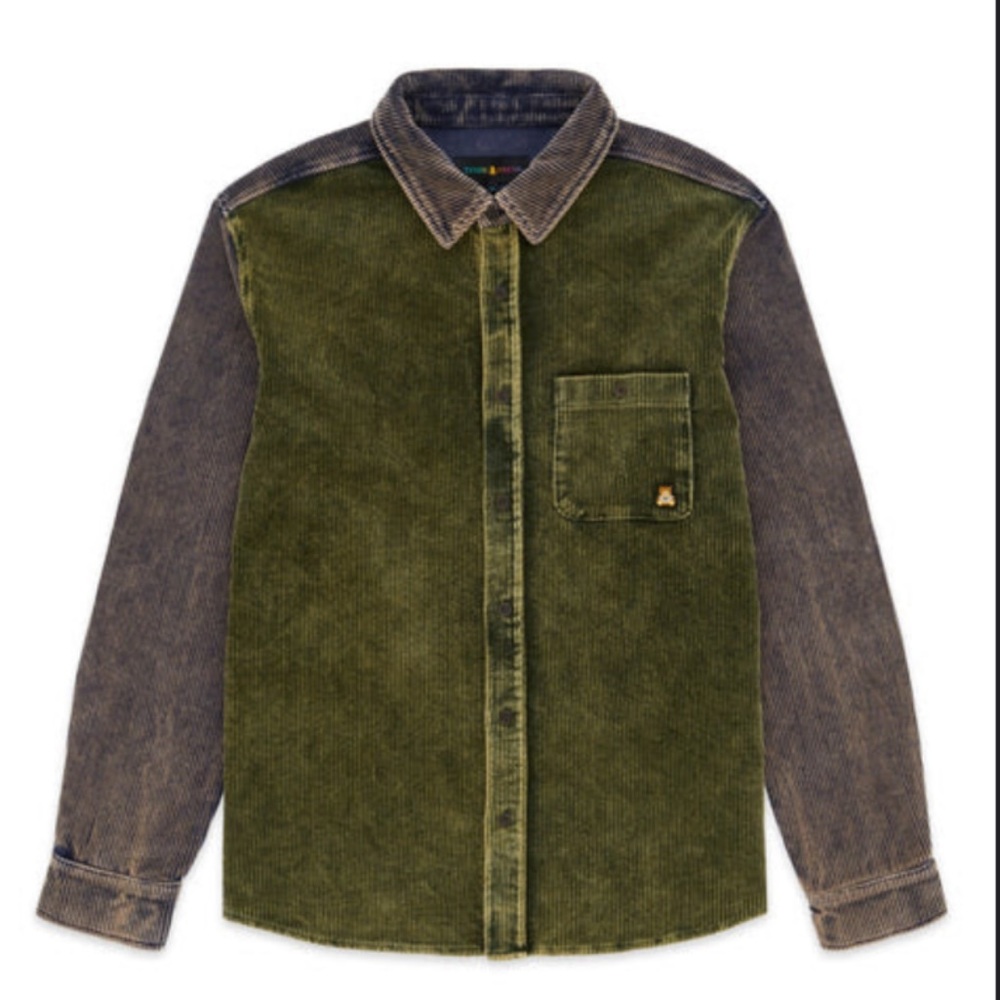 Corduroy work shirt Olive & Gray long sleeve button up - 100% cotton